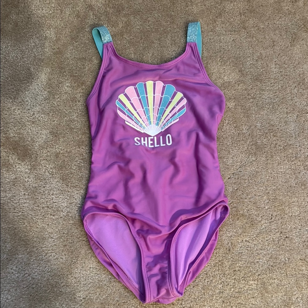 Cat & Jack Purple One-Piece Swimsuit with Seashell Design